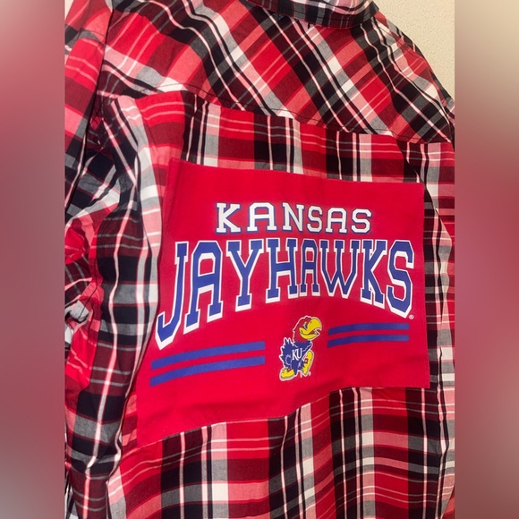 Custom Upcycled University of Kansas Jayhawk Button Up Size XL Unisex - Picture 9 of 9